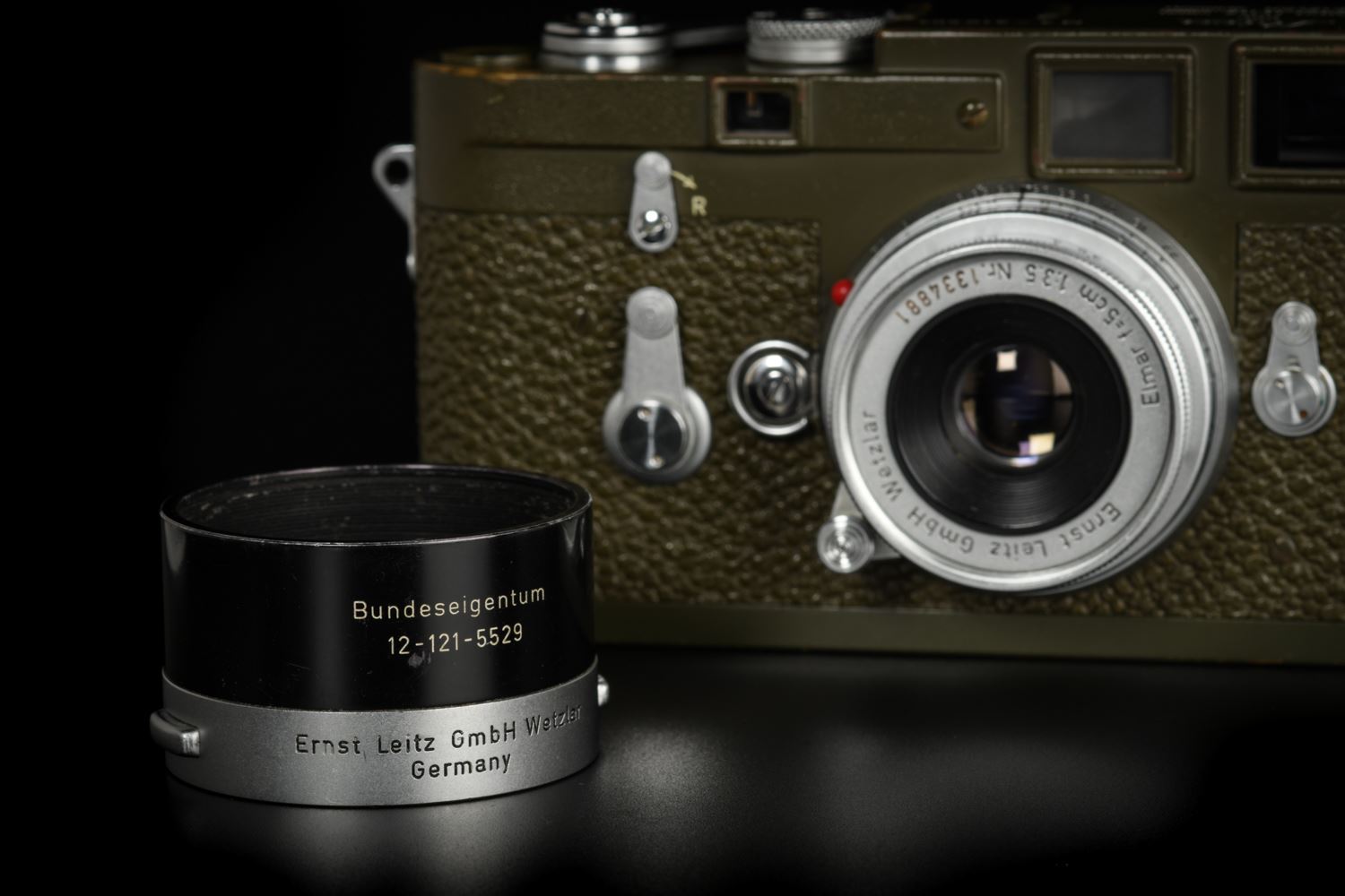 Picture of Leica M3 Olive Early First Batch with Elmar 5cm f/3.5 Bundeseigentum