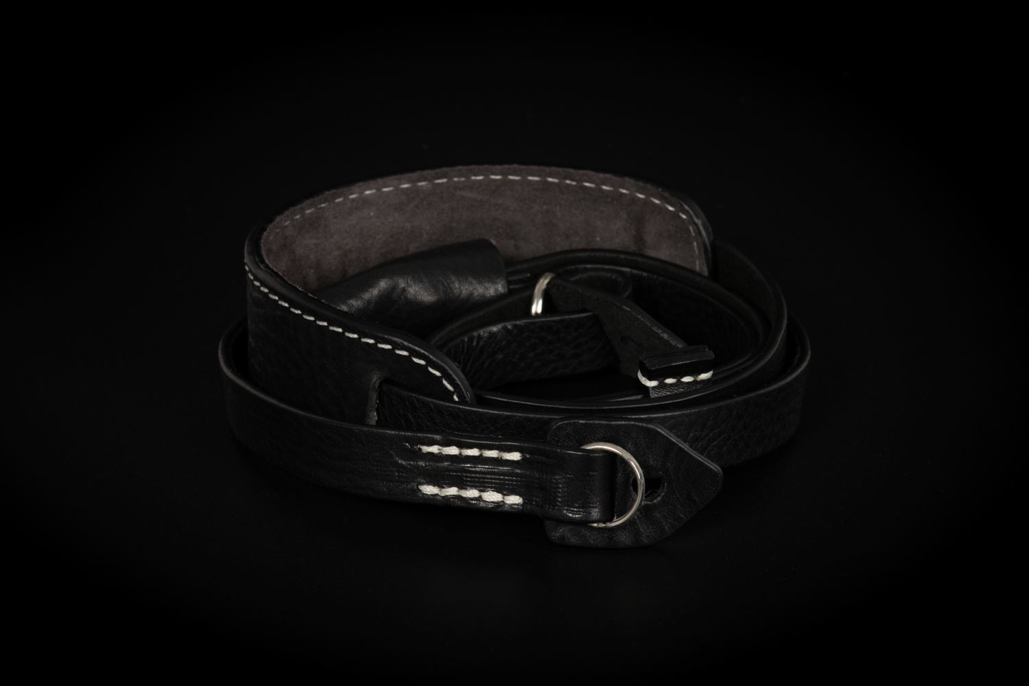 Picture of Angelo Pelle Neck Strap, Padded - Black Monochrome (Ivory Stitching)