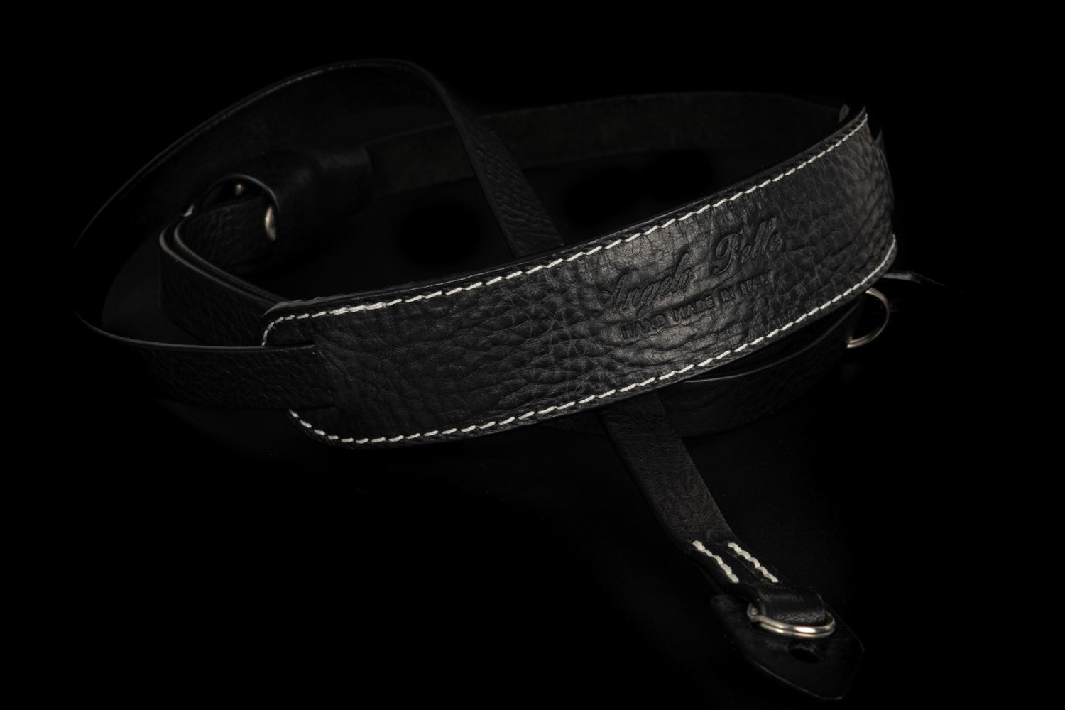 Picture of Angelo Pelle Neck Strap, Padded - Black Monochrome (Ivory Stitching)